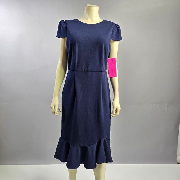 Betsey Johnson Size 10 Elegant Navy Blue Dress Nwt R9 - Picture 1 of 5